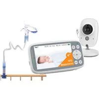 TWUFY Video-Babyphone Babyphone mit Kamera IPS VOX Nachtsicht Babyfon Video Baby Monitor, ohne WLAN mit 2000mAh Akku, Gegensprechfunktion, 2,4-GHz-FHSS, Infrarot-Nachtsicht, Temperaturanzeige, Schlaflieder, Zwei-Wege-Audio, 2/3-fach Zoom mit Fernbedi