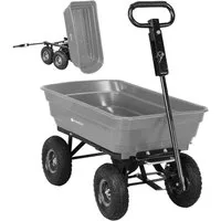 miweba Bollerwagen Gartenwagen Transportkarre Dumper (300 kg Zuladung - Kippverriegelung - 75 L Volumen - Kippfunktion - Doppelachse, 1-tlg., deichselgeführte Lenkachse - Anhängerfunktion - Luftreifen), Transportwagen - Gartenkarre- Gartenwagen - Sch
