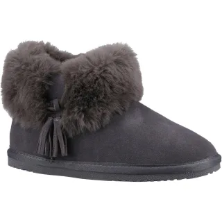 Hush Puppies Ayana Wildleder und Kunstfell Damen Grau Hausschuhe