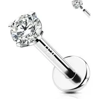 OUFER Piercing-Set 925 Helix Piercing Silber 8mm Innengewinde CZ Tragus Conch 16G