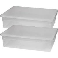 Kreher Aufbewahrungsbox Set: 2x XL Aufbewahrungsbox aus transparentem Kunststoff