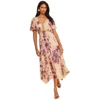 Love & Roses Midikleid Love & Roses Kleid mit Flügelärmeln und Zipfelsaum (1-tlg)
