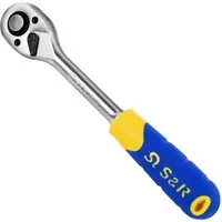 S&R Umschaltknarre 1/2 Zoll, CrV-Stahl, umschaltbare Ratsche für Links- und Rechtsanzug, Vierkantabtrieb, Hebelratsche 45 Zähne, Betätigungswinkel 8°