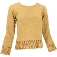 Guru-Shop Longsleeve Natürliches Shirt mit handgefertigtem Druck -.. alternative Bekleidung
