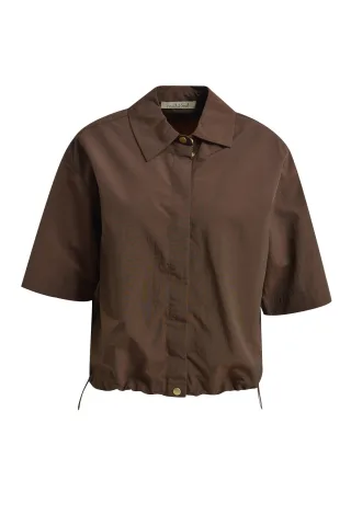 Smith&Soul - Nylon Half Slv Blouse dark brown - Gr. - L