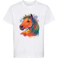 MyDesign24 Print-Shirt bedrucktes Mädchen T-Shirt - Pferdekopf in Ölfarben Kurzarm Baumwollshirt mit Aufdruck i167