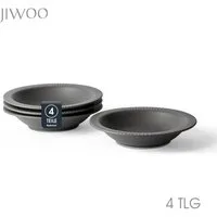 JIWOO Suppenteller 4er Ø21,2 cm, Speiseteller Pastateller Salatteller Dessertteller Plate, (4 St), Keramik Tellerset Grau mikrowellen- und spülmaschinenfest Ø21,3 cm