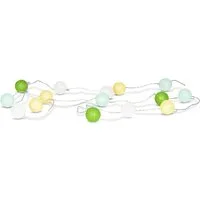 Levandeo® Lichterkette, 15er Lichterkette Ø4cm LED Kugeln Girlande Lampions Baumwolle Grün