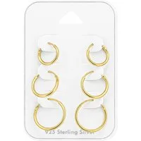 Order & Smile Schmuck Creolen-Set Kleine Creolen Set Silber 925: 3 Paar Ohrringe 10, 12 & 14 mm (Set, Set)
