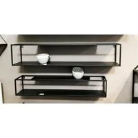 HAKU Wandregal Hängeregal, Wandboard, Set, rechteckig - aus Metall Schwarz - B/T/H 75/14/14 und 85/17/17 cm