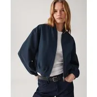 OPUS Jackenblazer JALEA ICONIC aus Viskose Mix Blousonkragen, schräge Paspeltaschen, Zwei-Wege-Reißverschluss
