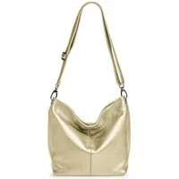 Caspar Schultertasche Klassische Damen Leder Handtasche - PREMIUM LINE - Modell No.803, elegant, robust & unempfindlich - 100% Echtleder - Handmade in Italy