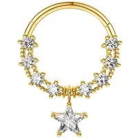 Taffstyle Nasenpiercing Septum Piercing Clicker Segment Ring Scharnier sternförmigen Anhänger (Glitzerndes Clicker Piercing mit Stern Anhänger vielseitig tragbar), Beweglicher Stern Anhänger