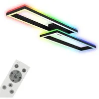 Briloner Leuchten LED Deckenleuchte 3754-015, Dimmfunktion, LED fest integriert, 2700K - Extra-Warmweiß, CCT, RGB Backlight, Fernbedienung, schwarz, 119, 5 x 27, 5 x 10 cm