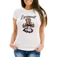 MoonWorks Print-Shirt Damen T-Shirt Trachtenshirt Dirndl Lausmadl Bayern Bier Kostüm Tracht mit Print
