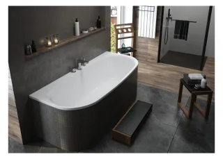 Hoesch Monolith Einbau Whirlwanne iSensi Vorwand 1900x900 mit Reviva II Weiss/Chrom/Motor rechts/lin 3840E.010305004
