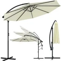 Huracan Sonnenschirm LED Solar Ø 250/300/350cm Ampelschirm mit Kurbel, Ständer, Gartenschirm Balkonschirm UV-Schutz Aluminium wasserdicht 360°neigbar