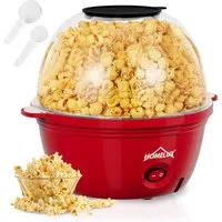 HOMELUX 2-in-1-Popcornmaschine 2.5L Popcorn Maker 450W inkl. 2 Löffel 3 Minuten Schnell Snack Popper, Deckel als Servierschale, Automatisches Rühren, Mini & Retro-Design