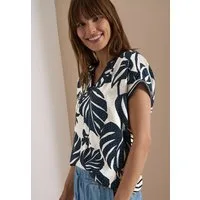 CECIL Shirtbluse Sommershirt mit Split Neck und Printmix