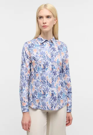 ETERNA - Bluse Satingewebe Langarm blau - Gr. - 46