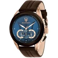 MASERATI Chronograph Maserati Herren Uhr Chronograph, (Chronograph), Herrenuhr rund, groß (ca. 55x45mm) Lederarmband, Made-In Italy