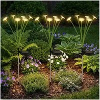 GLOBO LIGHTING LED Solarleuchte, LED-Leuchtmittel fest verbaut, Warmweiß, Solarleuchte Außenlampe Steckleuchte 6xLED Blumen Erdspieß 3er Set