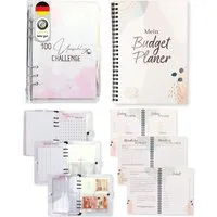 BeginnerBudget Ringbuchmappe Budget Planner Haushaltsbuch + 100 Umschläge Spar-Challenge (Packung, Set), Envelope Spar-Challenge für Bargeld – A5 Clear Binder Sparbuch