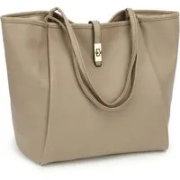 TAN.TOMI Schultertasche Damen Umhängetasche PU Leder Tote Shopper Bag Reise Geldbörse, Mit Drehverschluss und Innentasche für Arbeit, Schule, Einkauf