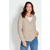 GOLDNER Strickjacke Langarm Strickjacke mit V-Ausschnitt Cardigan aus modischem Melangegarn, Knopfleiste, Rippenbündchen