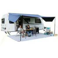 Skandika Vorzelt Sonnensegel Freeway Caravan 3m, Befestigung am Fahrzeug Kederleiste, (Maße (90+300+90) × 300 cm, Inklusive 2 Aufstellstangen), Markise für Wohnwagen, Sonnendach, Vorzelt, UV-Schutz 50+