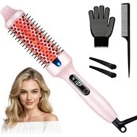 Tekoo Warmluftbürste Volumenbürste & Lockenstab mit Infrarot, Ionen-Funktion & Zubehör-Set, Schnelle Aufheizung, Infrarot-Haarpflege, Anti-Verbrühungs-Design