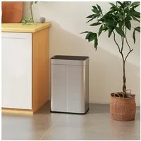 HOMCOM Mülleimer Sensor 55L berührungslos Bewegungssensor fingerabdruckresistent, aus Edelstahl, für Küche, Fitnessstudio, Büro, Silber