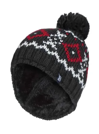 Herren Fleece gefüttert Thermal Winter Warm Beanie Bommelmütze mit Pom Pom