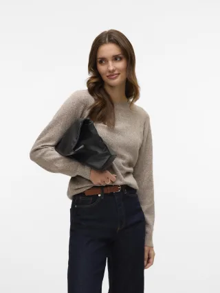 VERO MODA - VMDOFFY LS O-NECK BLOUSE GA NOOS Moon Rock - Gr. - XL