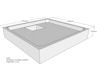 Neuesbad Wannenträger für Bette extraflach 100x100x6,5 SD21159
