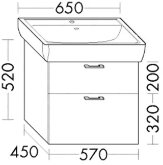 Burgbad Waschtischunterschrank Sys30 PG3 Diago 520x570x450 Weiß Hochglanz, WWJI057F1507 WWJI057F1507