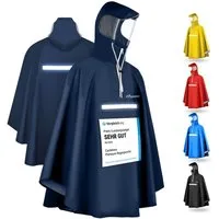 CYCLEHERO Regenponcho CYCLEHERO Fahrrad Regenponcho mit Reflektoren, wasserdicht, Dunkelblau (1-St., XL) Reflektoren, Sichtfenster, Handschlaufen, Regenfänger