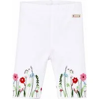 BONDI Leggings Capri Leggings 'Blumenwiese' Stickerei 86627, Wei