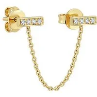 Suzan Gold Paar Ohrstecker Suzan Gold® 925 Sterling Silber Ohrstecker mit Kette Damen Bar