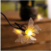 esotec LED Gartenleuchte Solarkette 30 Schmetterlinge 9m +2m Zuleitung 3000K winterfest 102183, LED fest integriert