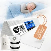 Lunova Bettschutzgitter Rausfallschutz Bett für Kinder – Boxspringbett & Elternbett (Travel Edition), Formstabil · mit Gurt & Reisetasche · zusammenrollbar