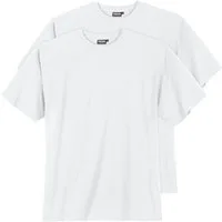 ADAMO Rundhalsshirt 2er Pack T-Shirts weiß Übergröße Adamo Fashion