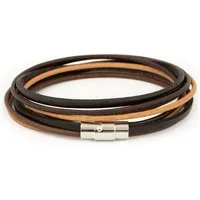 Simaru Lederarmband Made in Germany Leder Armband Herren (Echtes Leder, Handgefertigt, Starker Edelstahlverschluss, perfektes Schmuck Geschenk), Modell Cutervo Premium Wickelarmband schwarz und braun