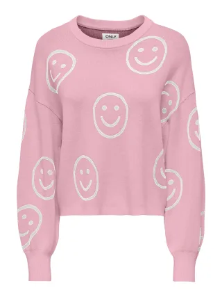 ONLY - ONLMONTANA LS JQ O-NECK CC KNT Romance Rose - Gr. - L