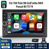ESSGOO 7'' Android15 CarPlay Für VW Golf 4 Polo 9N Passat B5 Navi WIFI RDS BT Autoradio (RDS, 4+64GB(optional), Digitalradio (DAB), FM, SWC, Apple Carplay Android Auto GPS Navi WIFI BT EQ mit USB- und Type-C)
