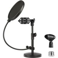 TUWENA Mikrofonständer Schreibtisch-Mikrofonständer, Verbessert Verstellbarer Mikrofonständer, Mit Pop-Filter, Schockhalterung, Mikrofonclip, 1,6cm-0,95cm Adapter