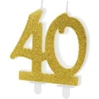 partydeco Geburtstagskerze, Geburtstagskerzen 40 Jahre 7.5cm, gold / glitzer