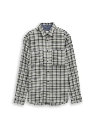Tom Tailor - Comfort Fit Flanell-Hemd mit Karomuster mint based white blue check - Gr. - XL