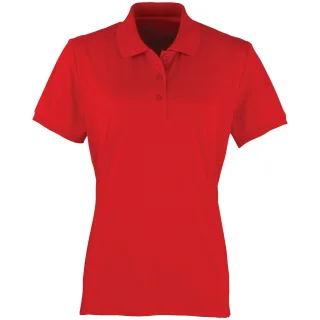 Premier Damen Coolchecker Piqué Polo-Shirt / Polohemd, Kurzarm (Rot)