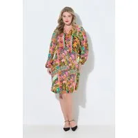 MIAMODA Midikleid Blusenkleid A-Linie Alloverprint weiter Langarm